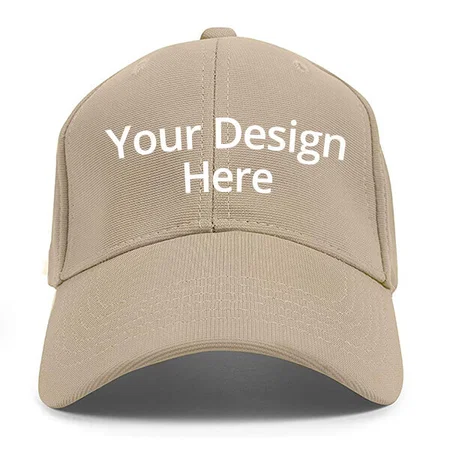 Beige Customized Solid Baseball Cap with Adjustable Buckle