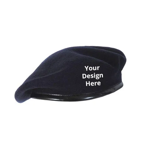 Blue Customized Unisex French Woolen Beret Cap