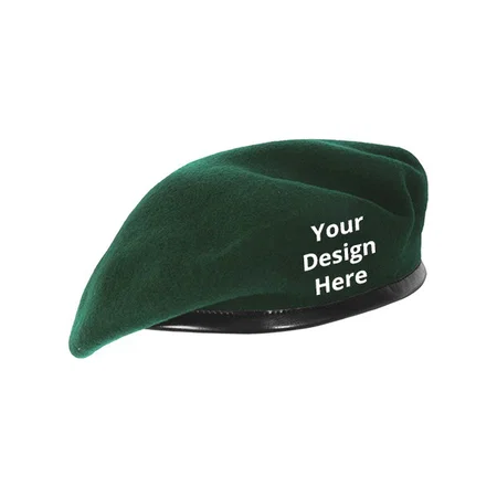Green Customized Unisex French Woolen Beret Cap