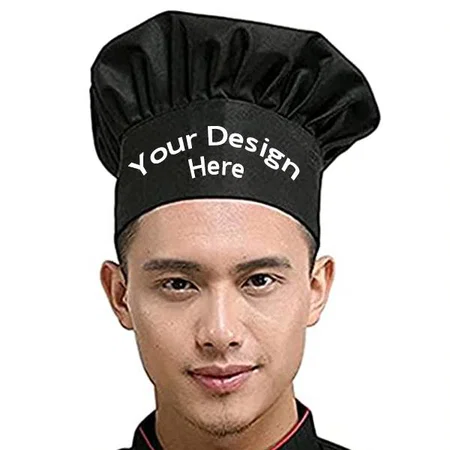 Black Customized Unisex Adjustable Pack of 2 Cooking Hat
