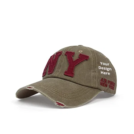 Beige Customized NY Denim Cotton Stylish Cap