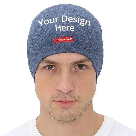 Denim Blue Customized FabSeasons Cotton Skull Cap