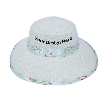 White Customized Beach Hat for Women