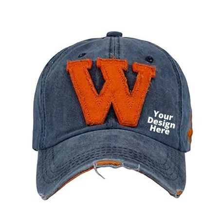 Blue Customized W Design Denim Cotton Stylish Cap