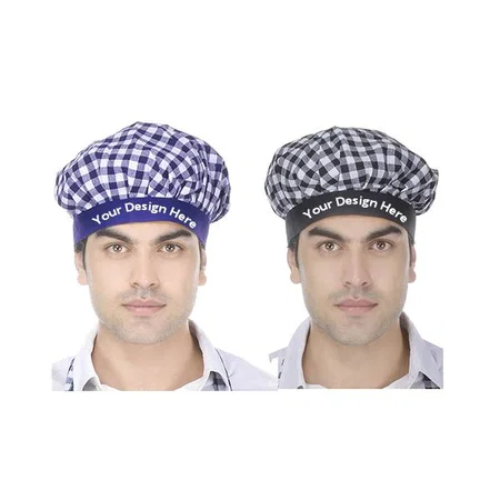 Blue and Black Customized Chef Cap Cum Hat Pack of 2
