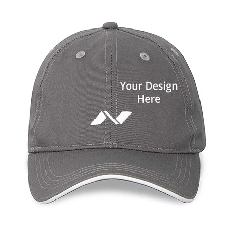 Grey Customized Cap with Embroidered Logo on the Front Panel