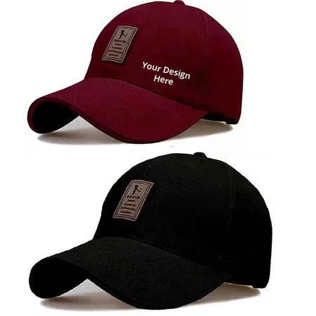 Red Black Customized Unisex Quick Drying Sun Hat for Activites Sports Baseball Hat for Men and Women Freesize (Pack of 2)