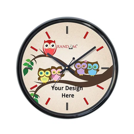 Multi Color Customized 12" Plastic &amp; Glass Decorative Wall Clocks for Home, Living Room, Lobby, Kitchen, Plastic Analog Stylish Wall Clock