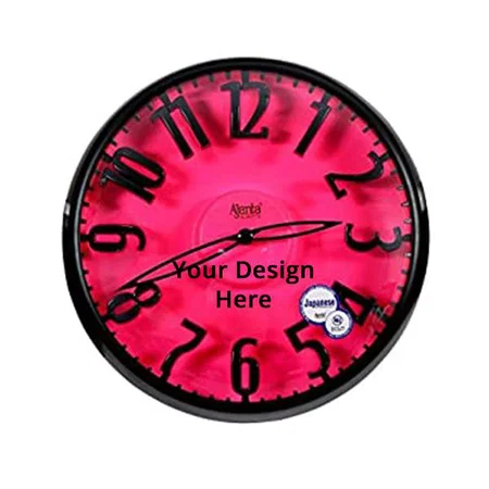 Pink with Black Panel Customized Ajanta Quartz Wall Clock for Office and Home