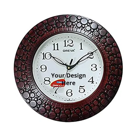 Brown Customized Plastic Wooden Look Design Wall Clock (Size - 32 x 32 x 4 cm)
