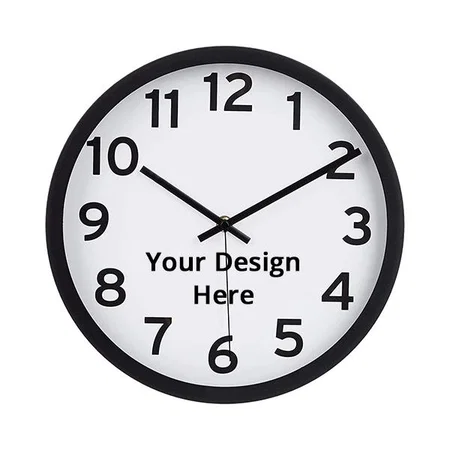 White with Black Panel Customized 12" Wall Clock