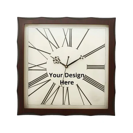 Dark Brown Customized Wooden Wall Clock
