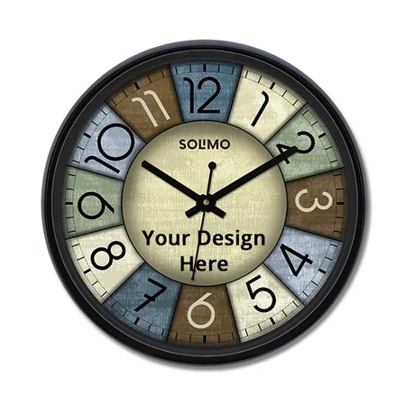 Multi Color Customized Plastic &amp; Glass with Silent Movement Wall Clock (Size - 12")