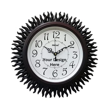 Brown Customized Plastic Wooden Look Designer Wall Clock