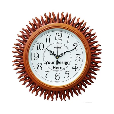 Brown Customized Plastic Wooden Look Designer Wall Clock