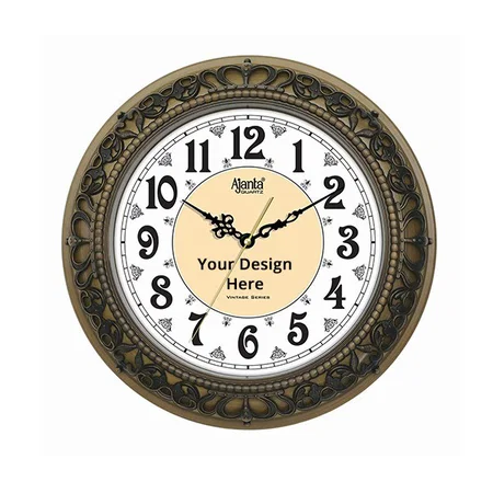 Brown Customized Ajanta Quartz Plastic Silent Sweep Movement Vintage Wall Clock