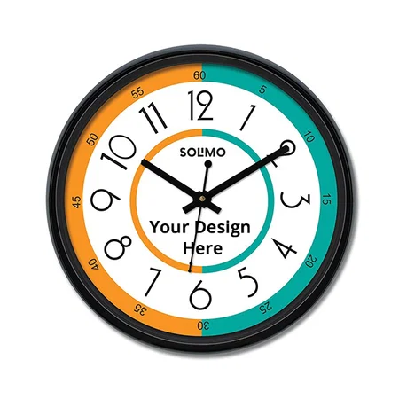 Multi Color Customized 12" Plastic &amp; Glass Wall Clock with Silent Movement