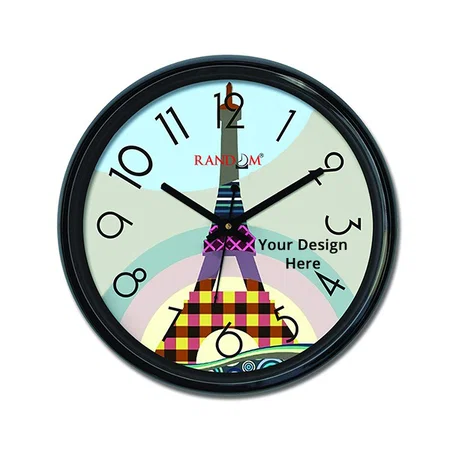 Multi Color Customized 12" Plastic &amp; Glass Decorative Wall Clocks for Home, Living Room, Lobby, Kitchen, Plastic Analog Stylish Wall Clock