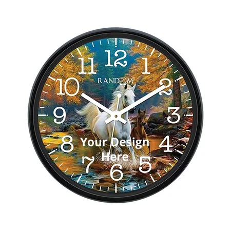 Multi Color Customized Horses Design Wall Clock For Living Room, Bedroom, Home, Office, Kitchen| Home | Big Size Wall Clock With Glass