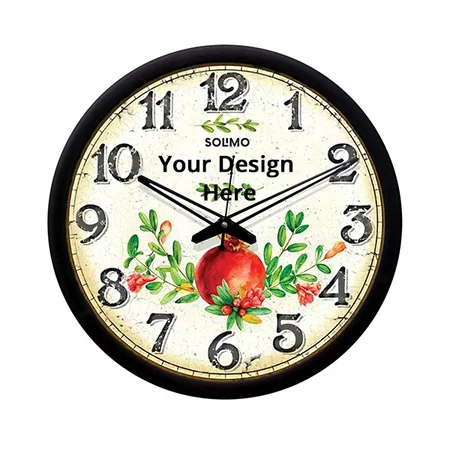 Off White with Black Frame Customized Wall Clock with Silent Movement  (Size - 12")