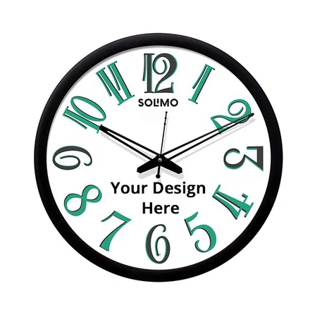 White with Black Frame Customized 12" Wall Clock with Silent Movement