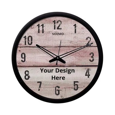 Black Customize Wall Clock Wooden Design with Silent Movement (Size -12")