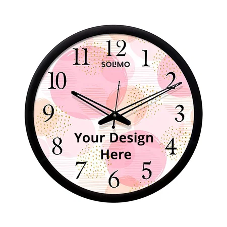 Pink Customized Plastic Silent Movement Wall Clock (Size - 12")