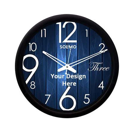 Blue Customized Wall Clock with Silent Movement (Size - 12")