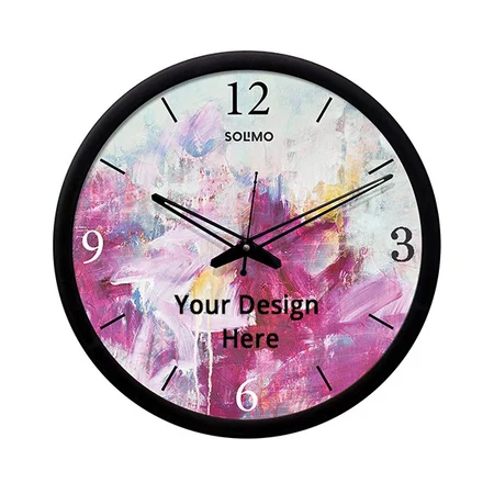Black Customized 12" Contemporary Plastic &amp; Glass, Paint Design Wall Clock with Silent Movement