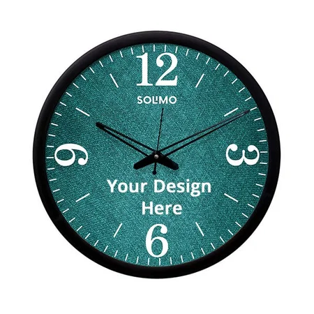 Green Customized Plastic Wall Clock with Silent Movement (Size - 12")