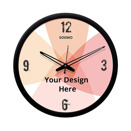 Pink with Black Frame Customized 12" Contemporary Plastic &amp; Glass Wall Clock - Silent Movement