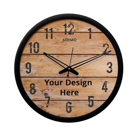 Brown Customized Silent Movement Wall Clock (Size -12")