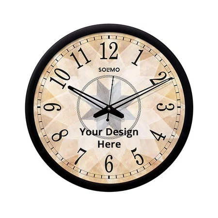 Brown Customized Contemporary Plastic &amp; Glass - Silent Movement Wall Clock (Size - 12")