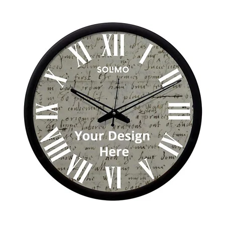 Grey Customized 12" Contemporary Plastic &amp; Glass Wall Clock - Silent Movement