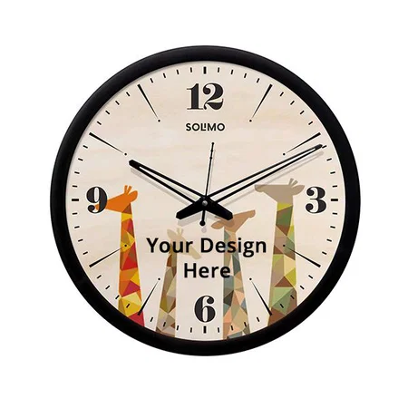 Pink with Black Frame Customized 12" Plastic Wall Clock - Silent Movement