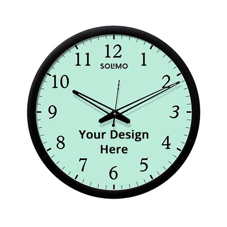 Sky Blue Customized Plastic Silent Movement Wall Clock (Size - 12")