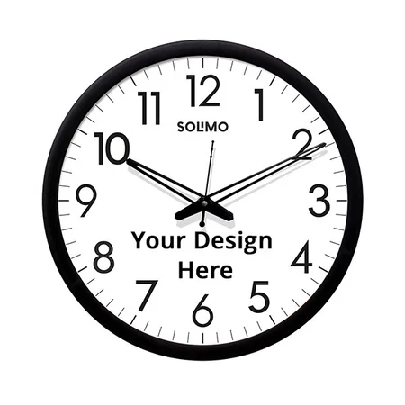 White Customized Sober Plastic and Glass Silent Movement Wall Clock (Size - 12")
