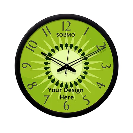 Green Customized 12" Contemporary Plastic &amp; Glass - Silent Movement Wall Clock