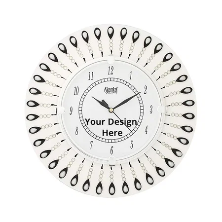 White Customized Wall Clock for Home Living Room Office Wooden