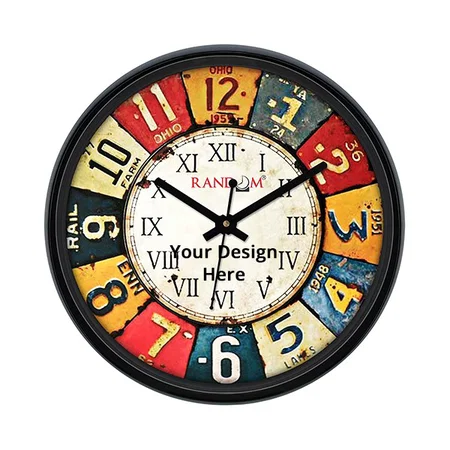 Multi Color Customized Round Shaped Design Plastic Wall Clock for Home Decor