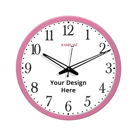 White with Pink Panel Customized 12" Wall Clock