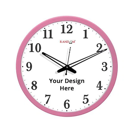 White with Pink panel Customized 12" Plastic Analog Stylish Wall Clock for Home,Living Room, Lobby, Kitchen