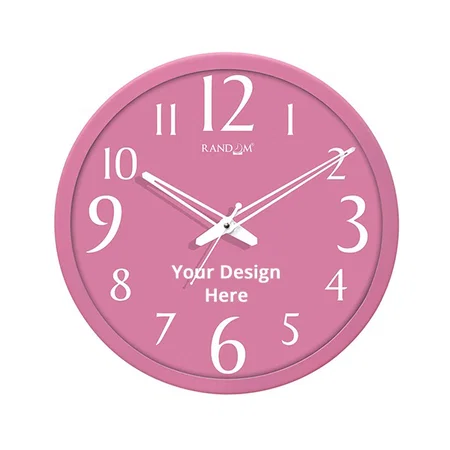 Pink Customized  12" Plastic &amp; Glass Decorative Wall Clock