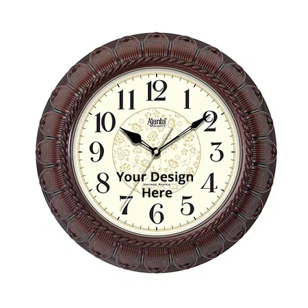 Brown Customized Ajanta Plastic Real Silent Sweep Movement Vintage 14" Wall Clock