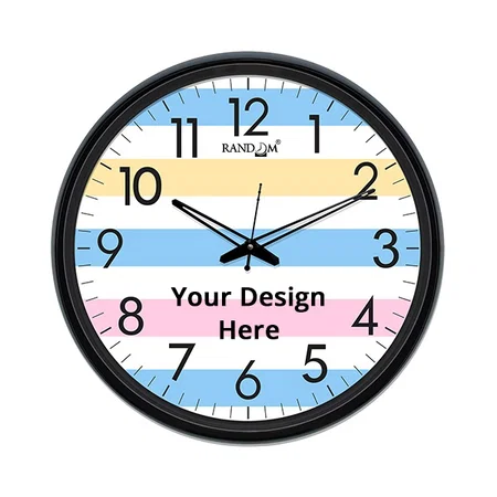 Multi Color Customized 12" Plastic Analog Stylish Wall Clock, Plastic &amp; Glass Decorative Wall Clocks for Home, Living Room, Lobby, Kitchen,