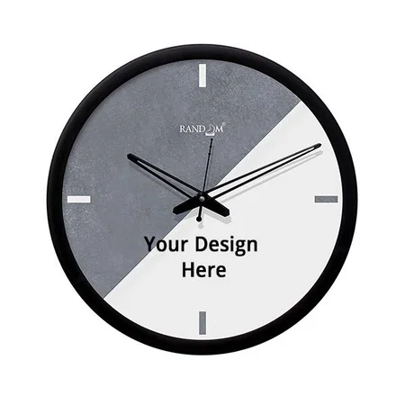 Grey with White Customized Plastic &amp; Glass Decorative Wall Clocks for Home, Living Room, Plastic Analog Stylish Wall Clock