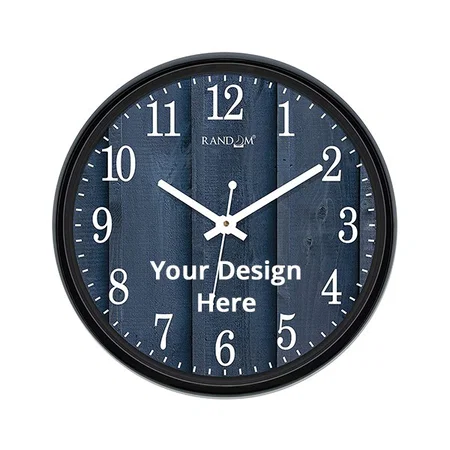 Blue Customized 12" Plastic &amp; Glass Decorative Wall Clocks for Home, Living Room, Lobby, Kitchen, Plastic Analog Stylish Wall Clock