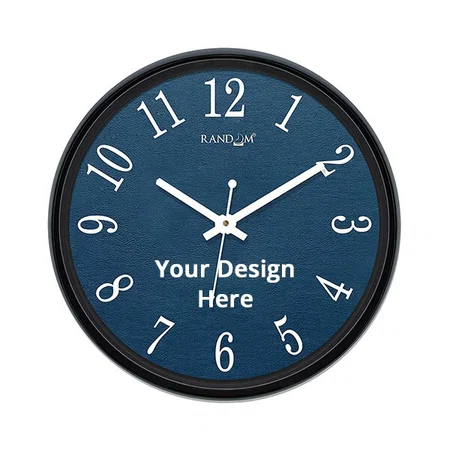 Navy Blue Customized 12" Plastic &amp; Glass Decorative Wall Clocks for Home, Living Room, Lobby, Kitchen