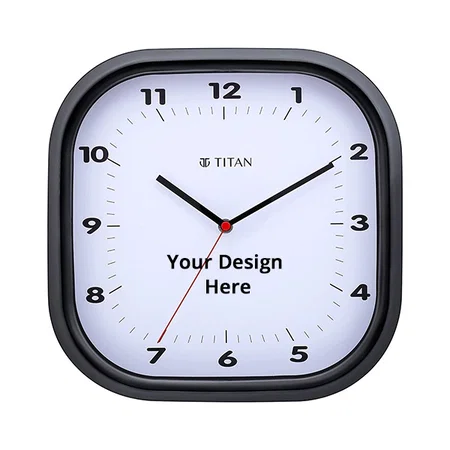 White and Black Customized Titan Contemporary Black Wall Clock with Silent Sweep Technology