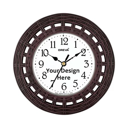 Dark Brown Customized Plastic Wooden Design Wall Clock